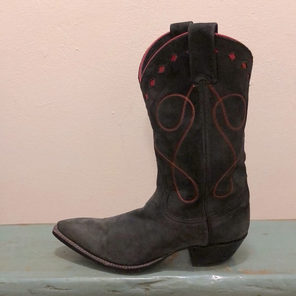 Larry Mahan Grey Suede Western Boots Women’s 6 - Picture 5 of 15